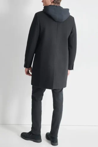 Abrigo de imitación de lana con peto con capucha