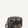 Bolso para cámara con estampado de camuflaje y logotipo de Nell en relieve