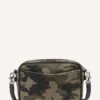Bolso para cámara con estampado de camuflaje y logotipo de Nell en relieve