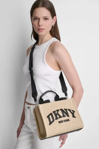 Bolsos Tote pequeños Hadlee de paja con logotipo