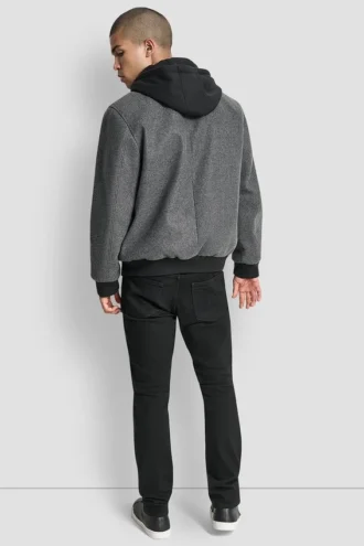 Bomber de imitación de lana con peto con capucha