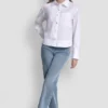 Camisa de popelín con botones de pedrería Camisa de popelín con botones de pedrería