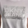 Camiseta con logo apilado y Pedrería de DKNY Vaqueros