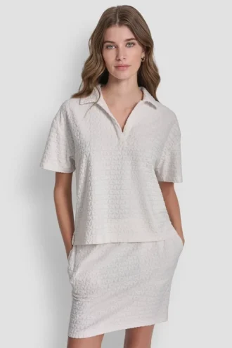 Camiseta holgada con logo jacquard