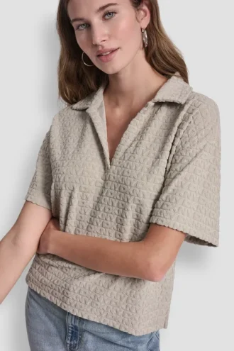 Camiseta holgada con logo jacquard