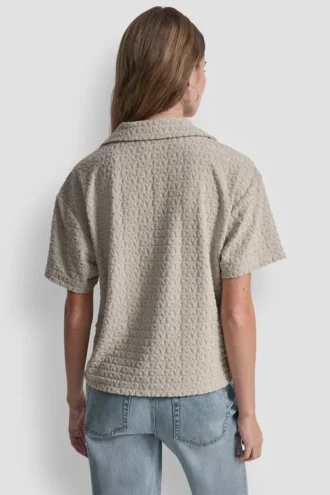 Camiseta holgada con logo jacquard