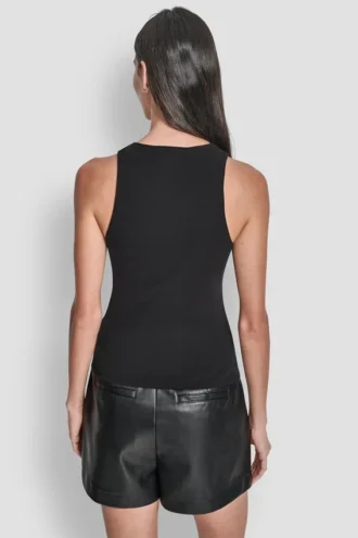 Camiseta sin mangas con adornos de pedrería Ombré