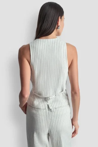 Chaleco a rayas de mezcla de lino