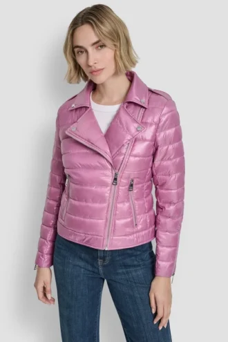 Chaqueta plumífero ligera estilo motero