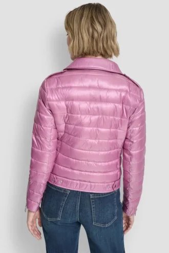 Chaqueta plumífero ligera estilo motero