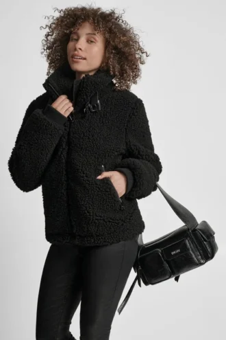 Chaqueta Sherpa con cremallera y cuello con hebillas