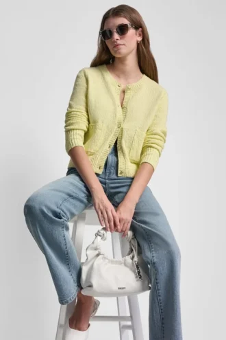 Cárdigan de cuello redondo con bolsillos de parche