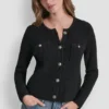 Cárdigan de cuello redondo con punto Tuck Cárdigan de cuello redondo con punto Tuck