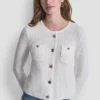 Cárdigan de cuello redondo con punto Tuck