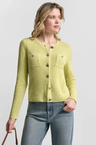 Cárdigan de cuello redondo con punto Tuck