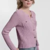 Cárdigan de cuello redondo con punto Tuck