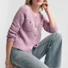 Cárdigan de cuello redondo con punto Tuck