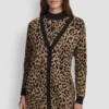 Cárdigan de jacquard con estampado de leopardo