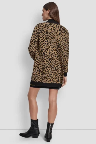 Cárdigan de jacquard con estampado de leopardo