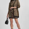 Cárdigan de jacquard con estampado de leopardo