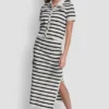 Falda midi a rayas con aberturas laterales