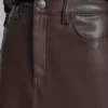 Falda midi de corte recto de imitación de cuero