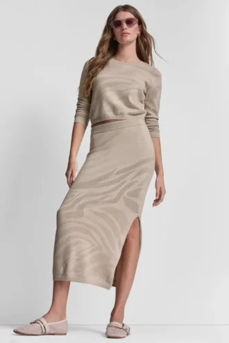 Falda midi de punto zebra