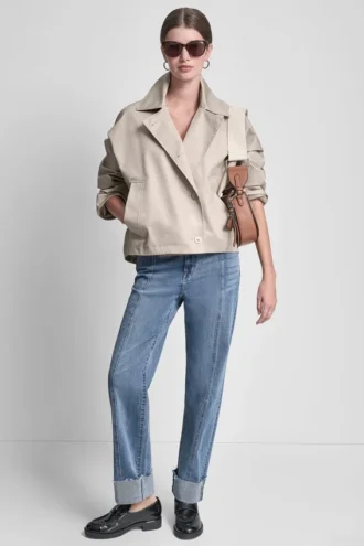 Gabardina militar corta de un solo pecho