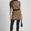 Jerséu mini de jacquard con estampado de leopardo