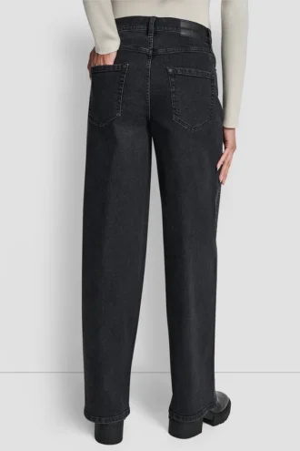 Pantalón de talle alto y pierna ancha con adornos de pedrería