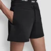 Pantalones cortos de chándal de talle alto con logo en la cintura