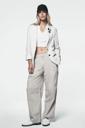 Pantalones de popelín con cremallera