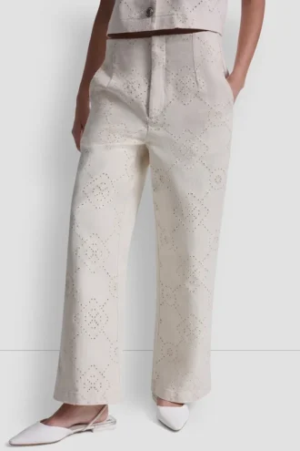 Pantalones de sarga de talle alto y pierna ancha