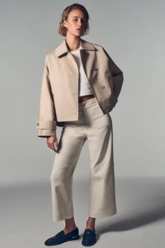 Pantalones de tiro alto, corte cropped y pierna ancha