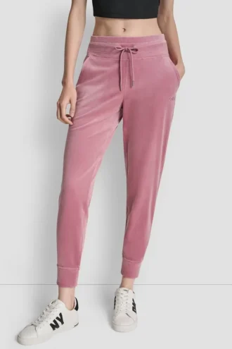 Pantalones Jogger ajustados con logotipo bordado en terciopelo