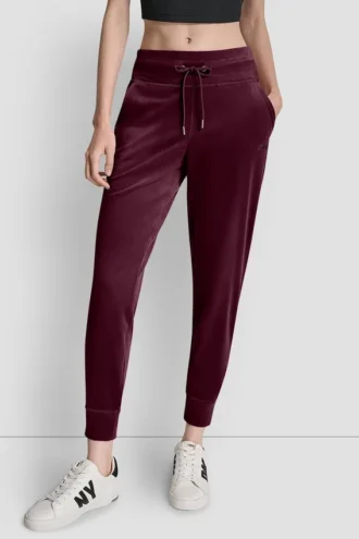 Pantalones Jogger ajustados con logotipo bordado en terciopelo