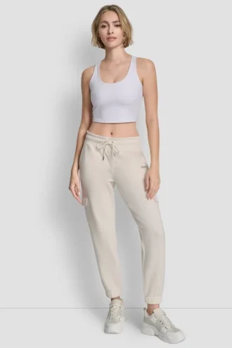 Pantalones Jogger cargo de felpa ajustados con logo burbuja metalizado