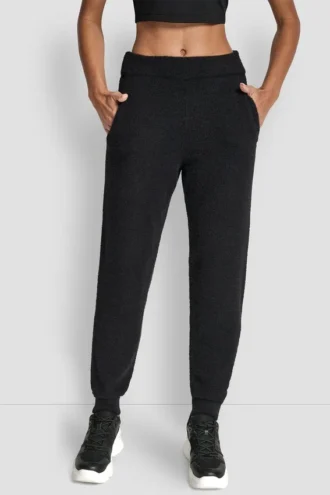 Pantalones Jogger de hilo de plumas con bolsillos y logotipo en el mismo tono