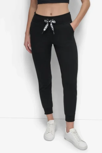 Pantalones Jogger de talle alto con cordón y logo en dos tonos