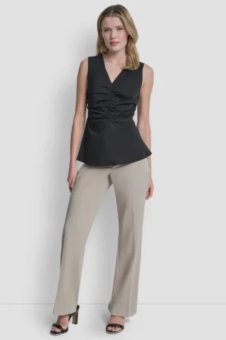 Partes De Arriba sin mangas con fruncido en la parte delantera