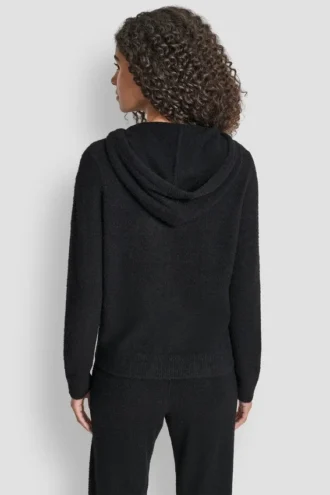 Sudadera con capucha de hilo de plumas, cordones y logotipo en el mismo tono