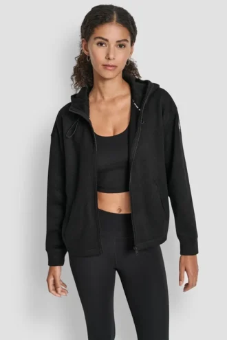 Sudadera con capucha y cremallera completa con Cordones Elásticos