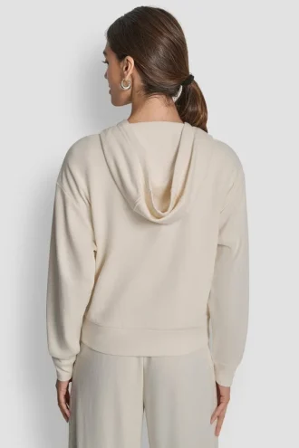 Sudadera con capucha y cremallera con lentejuelas