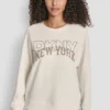 Sudadera de cuello redondo con el logotipo de DKNY impreso y bordado con Pedrería
