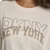 Sudadera de cuello redondo con el logotipo de DKNY impreso y bordado con Pedrería