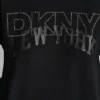 Sudadera de cuello redondo con el logotipo de DKNY impreso y bordado con Pedrería