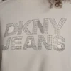 Sudadera de cuello redondo con logotipo de DKNY con pedrería