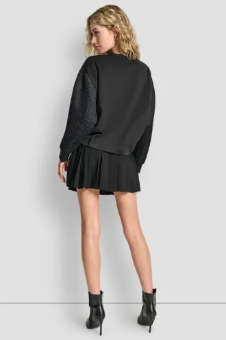 Sudadera de mezcla de tejidos con silueta abullonada