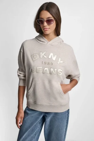 Sudadera DKNY Vaqueros con logotipo bordado en satén y puntada de cadena