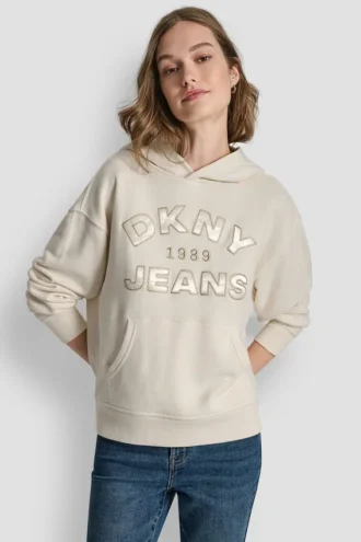 Sudadera DKNY Vaqueros con logotipo bordado en satén y puntada de cadena